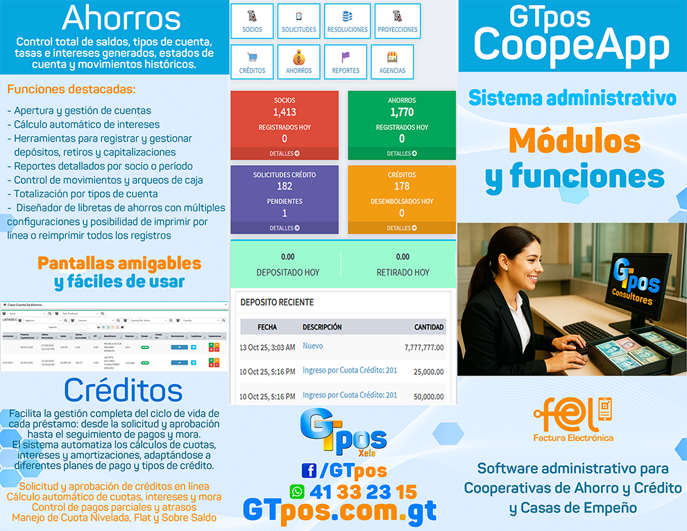 Interfaz del módulo de ahorros de CoopeApp mostrando cuentas y movimientos
